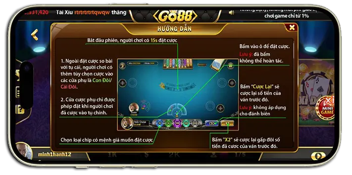 Hướng dẫn đặt cược trong sảnh cược Go88